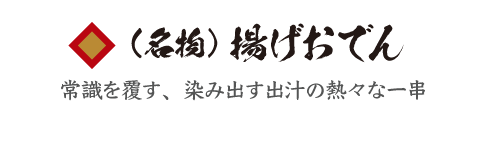 （名物）揚げおでん　常識を覆す、染み出す出汁の熱々な一串